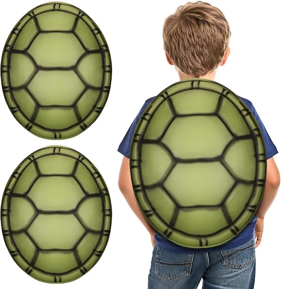 Alipis Turtle Shell Backpack: 2PCS Novelty EVA Tortoise Shell Props with Elastic Band - Ninja Turtle Shells for Kids Halloween Party Role Play Costume Accessories