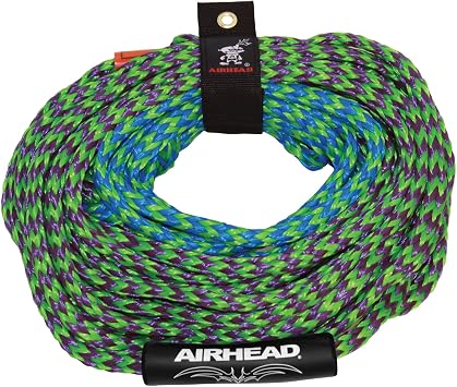 Airhead 1-4 Person Tow Rope for Towable Tubes, 60 ft Heavy Duty 2-Section Boat Towline for Tubing, UV Resistant 16 Strand Polypropylene with Rope Keeper, up to 4,100 lb Break Strength