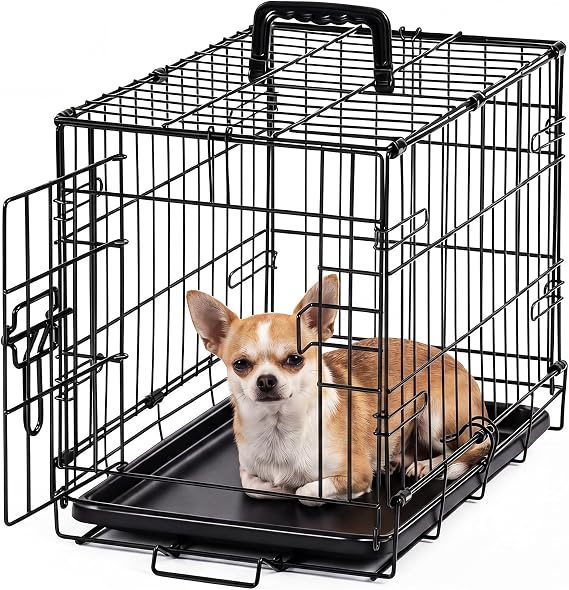 Sweetcrispy Dog Crate, 18 Inch Small Dog Cage, Foldable Puppy Pet Kennel