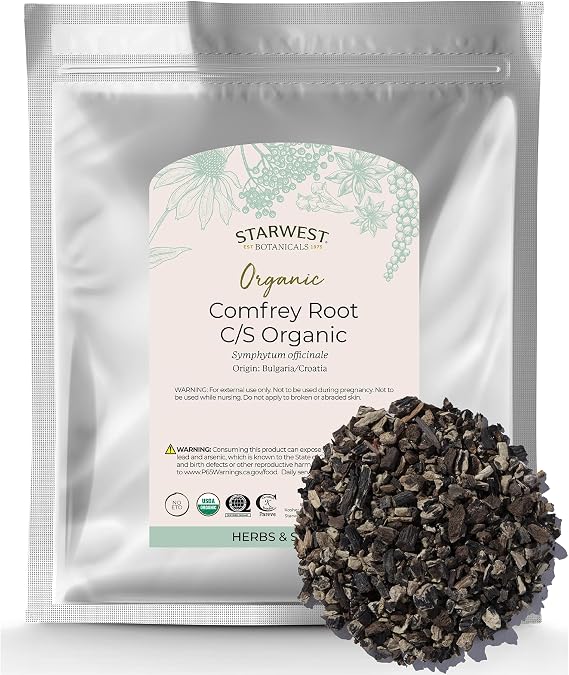 Starwest Botanicals Organic Dried Comfrey Root, Non-GMO - Bulk 1 lb Bag