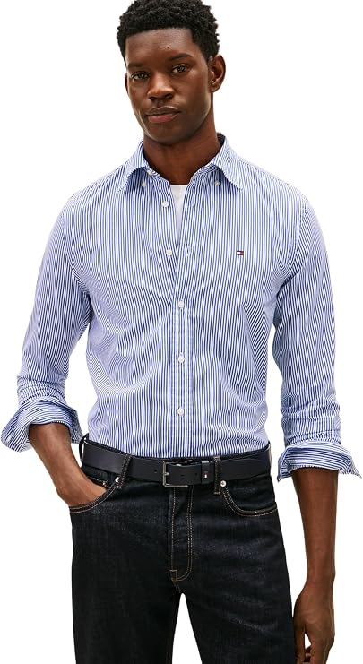 Tommy Hilfiger Men's Core Flex Pop Classic STP Shirt Mw0mw41403 L/S Shirt (Pack of 1)