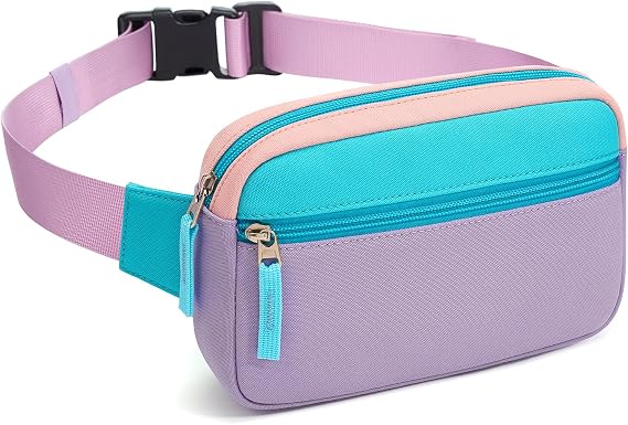 Fanny Pack Birthday Gifts for 7 8 9 10 11 12 13 Year Old Teens Girls Kids, Preppy Cute Trendy Stuff Colorblock Crossbody Bag Adjustable Belt Bags, Dorm Travel Essentials for Girl Fashion