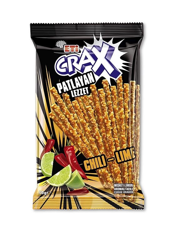 Eti Crax Spicy Stick Cracker with Chili-Lime 50gr 1.76 OZ , pack of 20