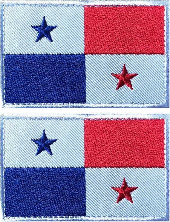 2PCS Panama Flag Patches Embroidered Morale Patch Hook and Loop