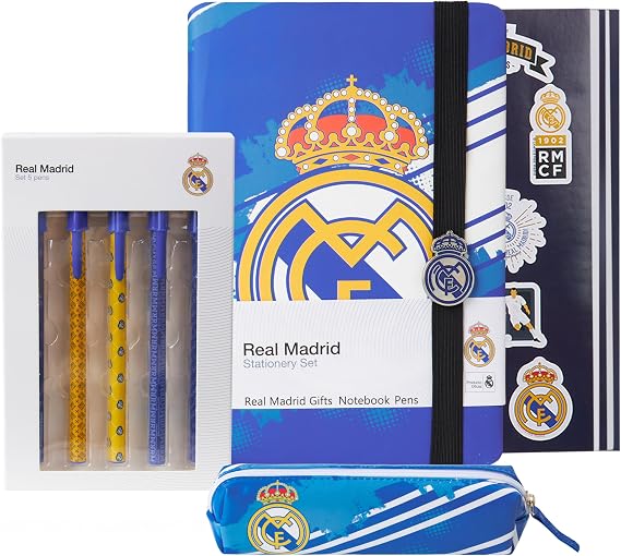 Real Madrid Pencil Case Notebook Stickers and Pens Stationery Set for School Supplies Office Accessories Football Gifts for Women Men Teens Boys