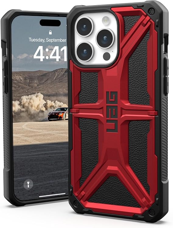 URBAN ARMOR GEAR UAG Case [Updated Version] Compatible with iPhone 15 Pro Max Case 6.7" Monarch Crimson Rugged Heavy Duty Military Grade Drop Tested Protective Cover