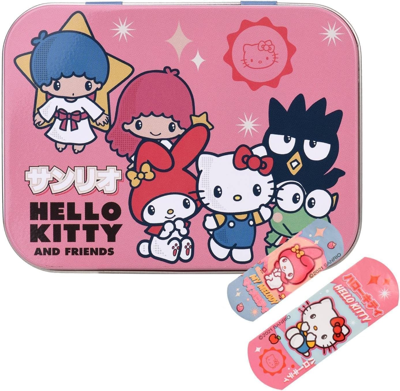 Hello Kitty & Friends Flexible Plasters in Metal Tin Box, Waterproof & Breathable First Aid Plasters for Kids & Adults, Latex-Free, Hypoallergenic, Easy Removal & Skin-Friendly, Two Sizes, 24 Plasters