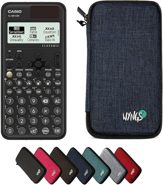 Casio fx-991CW including a WYNGS protective case in Blue - Basic Set
