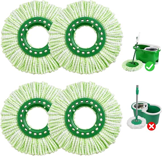 4 Pack Mop Replace Head Compatible with Libman Tornado Spin Mop System New Version Microfiber Mops Head for Tornado Machine Washable Mops Refills for Home Cleaning (Not for Old Version)