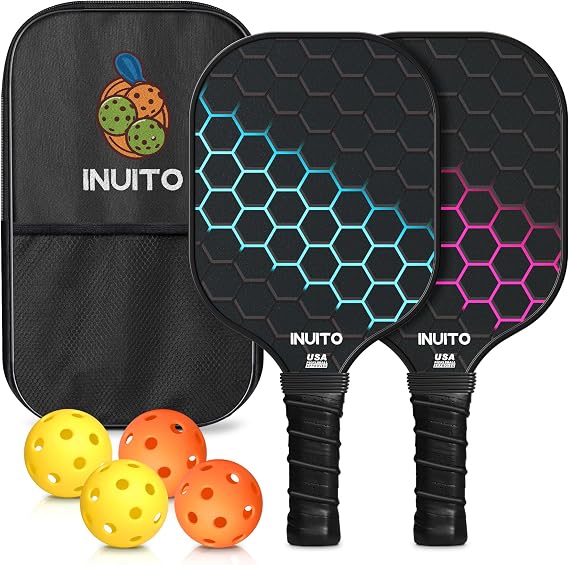 Pickleball Paddles 2026 Pickleball Paddles Set of 2 16mm Thick Paddle with Pickleball Bag Large Sweet Spot Pickle Ball Paddle Set for Men Women Pickleball Racket Set of 2