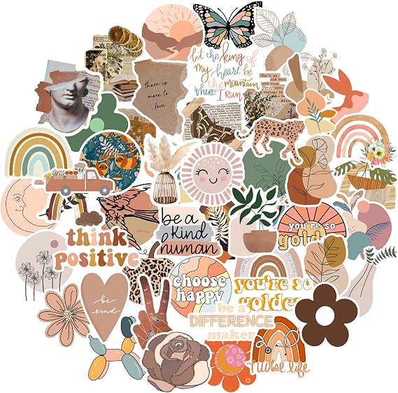 CAKOLINK Vintage Aesthetic Stickers 50 Pcs, Vinyl Waterproof Stickers for Water Bottles Laptop Phone Computer Guitar (1)