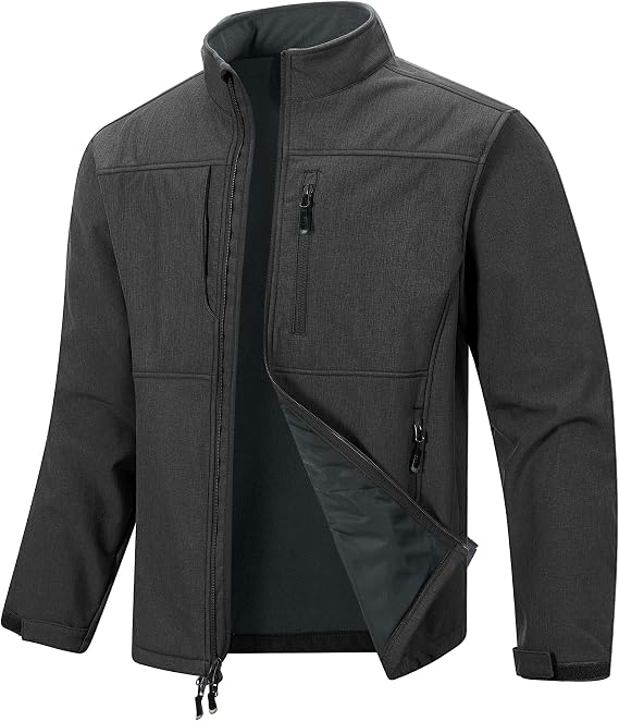 33000 ft Softshell Jacket for Men Without Hood Waterproof Fleece Jacket