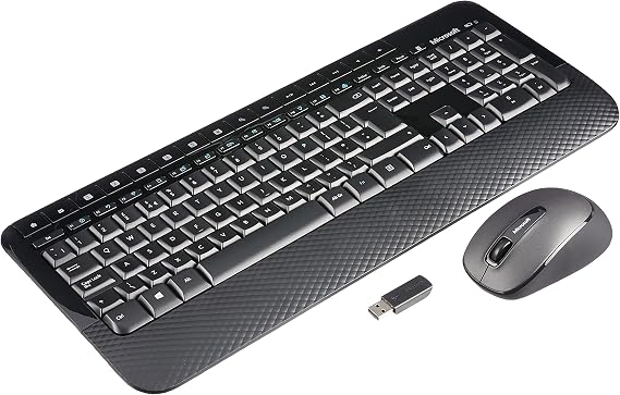Microsoft Wireless Desktop 2000 Keyboard and Mouse Set, UK Layout - Black, 1 Count