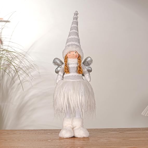 Angel Decoration Fairy Figurine Elf Ornament, Essential Home & Room Decor,Xmas Tree Decor, Holiday Accent (White)