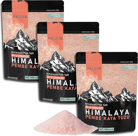Hanzade Bitkisel Pembe Himalaya Tuzu Toz 3 Kg Öğütülmüş Sofralık