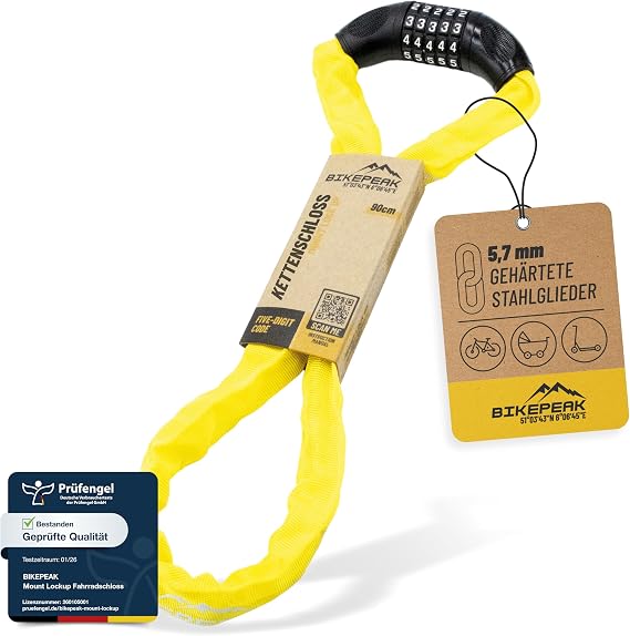 Bicycle Lock 90 cm - Combination Lock with 5 Digit Combination Code Chain Lock