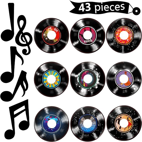 Gejoy 43 Pieces Music Party Decorations Music Notes Cutouts