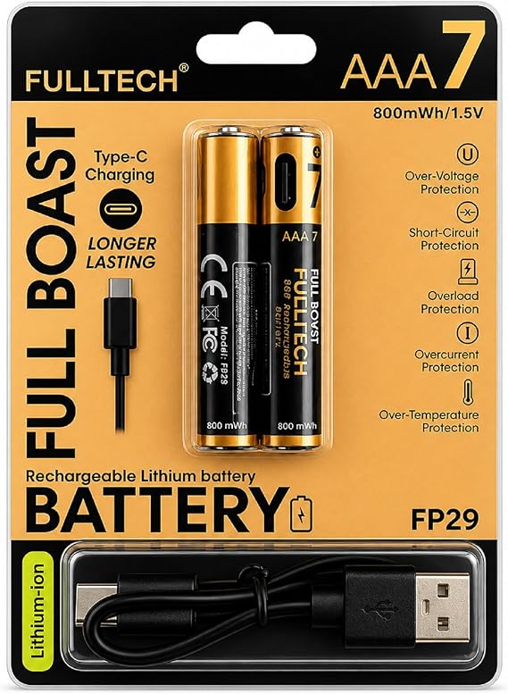 Şarjlı Pil AA/AAA 1.5V USB Type-C Şarjlı Lityum-İyon Pil, Şarj Edilebilir Kalem Pil ve Kumanda Pili, Hızlı Şarjlı Uzun Ömürlü Batarya (AAA (İnce Pil))