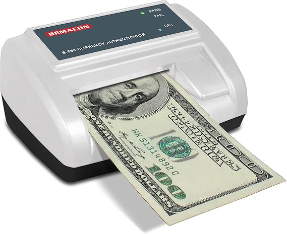 S-950 Compact Automatic Currency Authenticator/Counterfeit Detector, AC Operation Only, Pass/Fail Indicator, Compact Space-saving Design, Fast Processing and Results