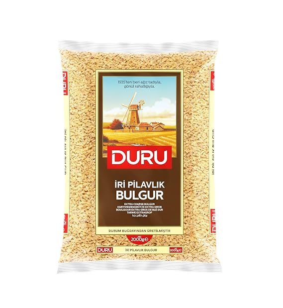 Duru Extra Coarse Bulgur, 2000 Gram, Wheat Berries, 100% Natural and Certificated, High Fiber and Protein, Non-GMO, Great for Vegan Recipes, Better than Rice
