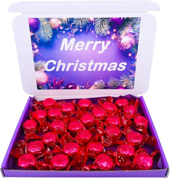 Raspberry & Coconut Ruffles Gift Box Individually Wrapped Sweets 25 Pieces Christmas Hamper Dark Chocolate