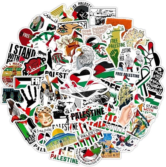 Huipalon 50 PCS Palestine Stickers - Colorful Freedom Palestinian Graffiti Waterproof Vinyl Bumper Stickers for Decorating Water Cups, Suitcases, Fridges and Car