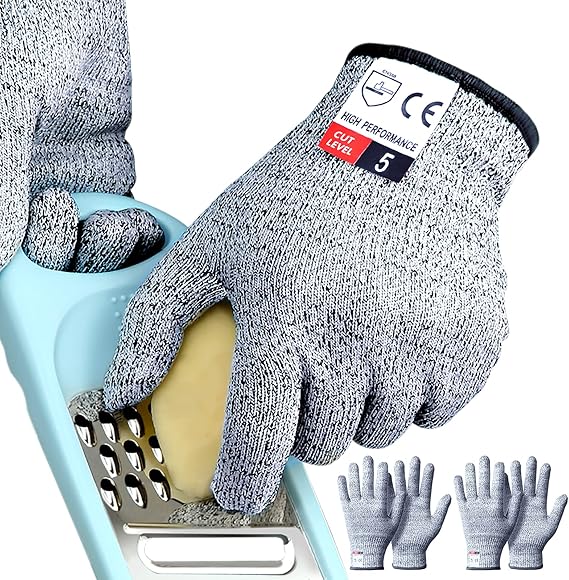 Cutting Gloves, 2 Pairs Cut Resistant Gloves, Cut Proof Gloves Kitchen | Cutting Gloves for Chef, Cut Gloves, Tesuchan