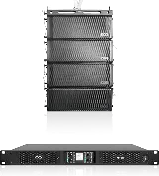 Sound Town Mode Audio Series Passive Line Array Speaker System with Four Dual 8-inch Line Array Speakers, One Power Amplifier, One Flying Frame, Black FILA-28LMHX4F