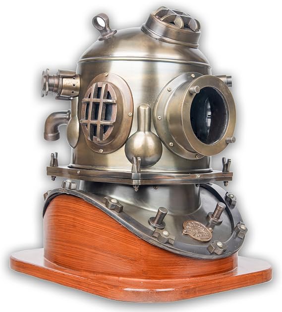 Diving Helmet Galvanized Iron+Glass Antique Diving Helmet, Brass Diver, US Divers Scuba Diving Equipment, Scuba Helmet, Underwater Helmet