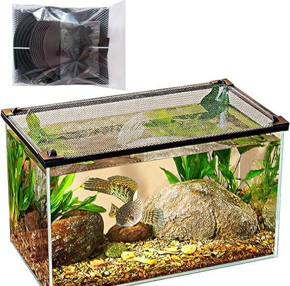 Fish Tank Cover Mesh Aquarium Lid Fish Tank Anti-Jumping Net Magnetic Length 40cm,Width:40cm