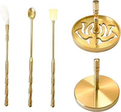 5Pcs Incense Making Kit Brass Incense Mold Tool Set Incense Cone Molds Spoon Press Shovel Brush for DIY Fragrance Accessory