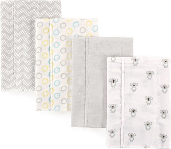 Luvable Friends Unisex Baby Cotton Flannel Burp Cloths, Koala, One Size