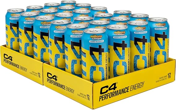 C4 Performance Energy Drinks Millions Bubblegum 500ml (24pack) | Sugar Free Energy Drink with 160mg Caffeine, 250mg Betaine, 1050mg Taurine | Low Calorie Fizzy Drinks for On the Go Energy and Focus 