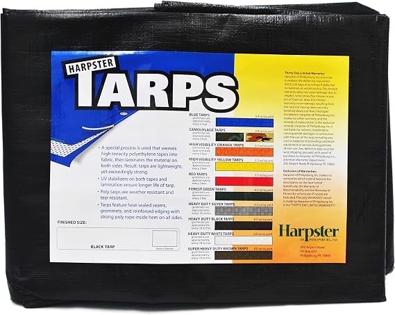 20 Ft. X 30 Ft. Heavy Duty 6 Oz. Black Poly Tarp 11-12 Mil Thick