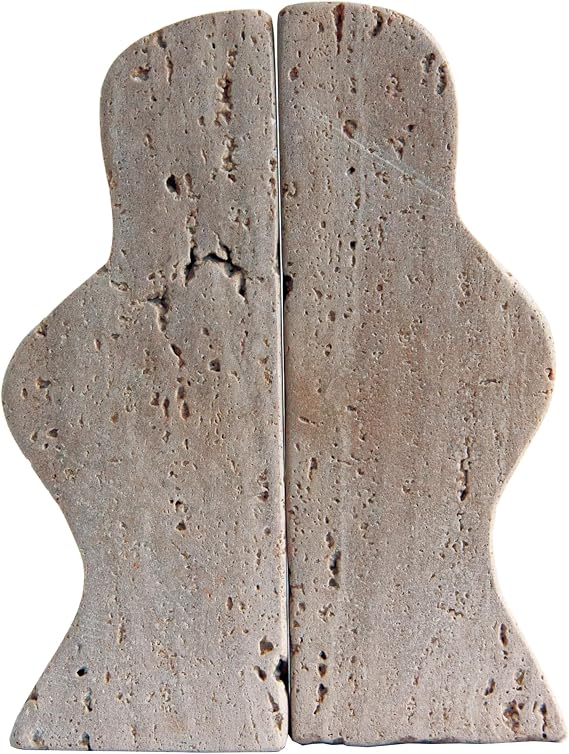 Creative Co-Op Decorative Travertine Wave Bookends, Natural
