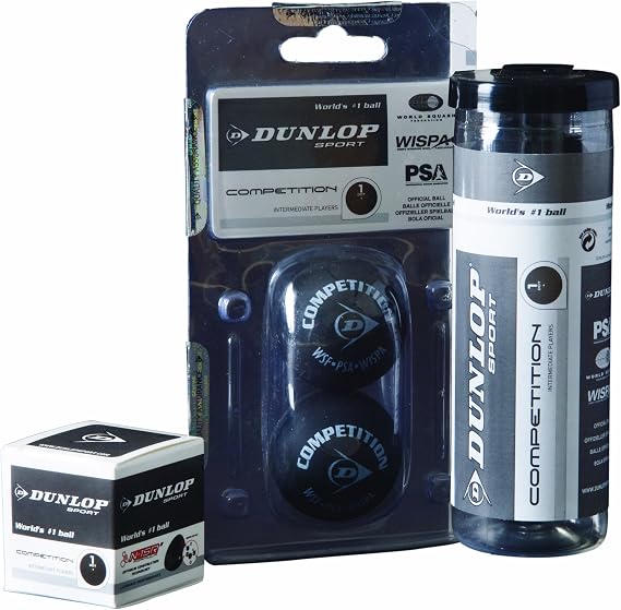 Dunlop Sports Competition Squash Ball, Single Yellow Dot