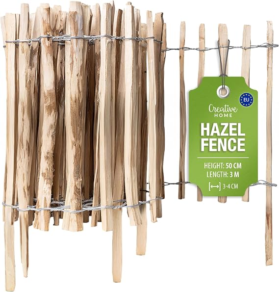 Creative Home Hazel Fence Hazel Hurdle | Picket Fence 50cm High & 3m Long
