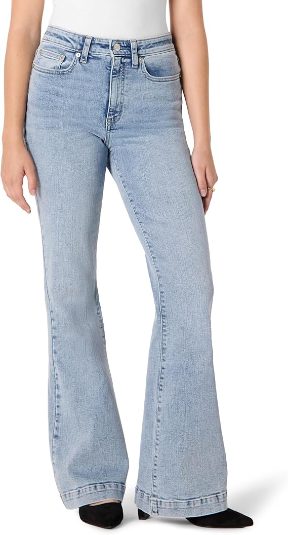 Amazon Essentials Women's High Stretch Flattering High-Rise Flare Jeans