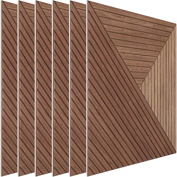 YOXIER 23.6" Acoustic Wall Panels, Peel and Stick Wall Panels for Interior Walls Decor, Soundproof Walls Panel & Wood Panel for Office Decor, Wood Grain Ebony