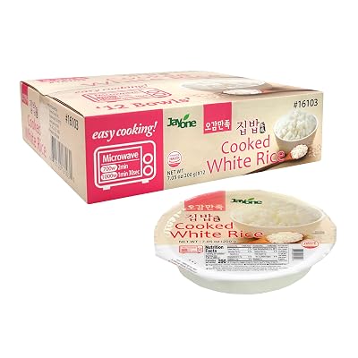 Jayone Instant Cooked Rice, Pantry Staple Bap, Sticky, Microwavable, Shelf Stable Asian Bap, Product of Korea, 7.05 oz Pack of 12  White Rice