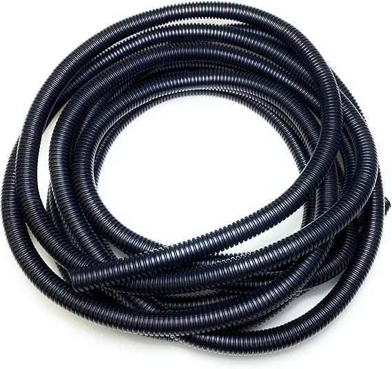 PE Black Corrugated Flexi Pipe Tube Non-Split 15mm - 2m