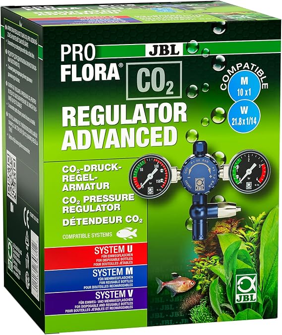 JBL PROFLORA CO2 REGULATOR ADVANCED, pressure control valve for CO2 fertilization systems, with 2 pressure gauges
