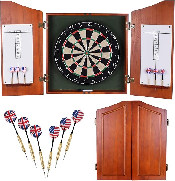 Centerpoint Bristle Dartboard and Solid Wood Cabinet - Dark Cherry Finish