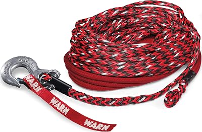 WARN 102558 Spydura Nightline Reflective Synthetic Winch Cable Rope with Swivel Hook End: 38 Diameter x 100 Length, 6 Ton 12,000 lb Capacity