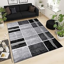 Cozy Haven Shadow Grids Rug – Large Washable Non-slip Carpet for living Room, Bedroom, Lounge Dining, Kitchen Thick Soft Indoor Floor Rugs (Black, 160x230 cm)