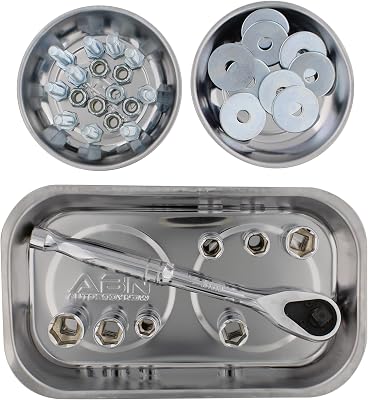 ABN Magnetic Trays 3pk - Magnetic Bowl Mechanic Metal Tray, Steel Magnet Screw and Bolt Bowls for Tools, Small Parts