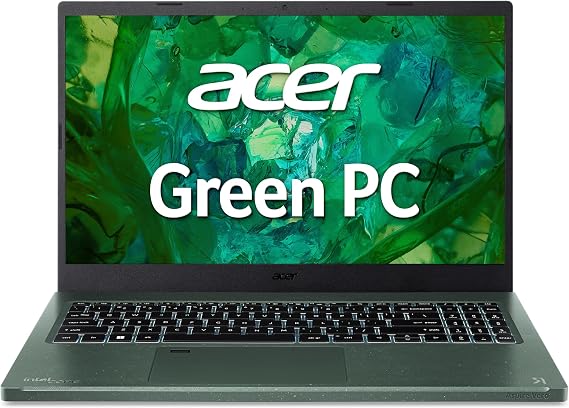 acer Aspire Vero AV15-53P-77V9 Intel Evo Green PC | 15.6" FHD IPS 100% sRGB Display | Intel Core i7-1355U | Intel Iris Xe Graphics | 16GB LPDDR5 | 512GB Gen 4 SSD | Killer Wi-Fi 6E | PCR Materials