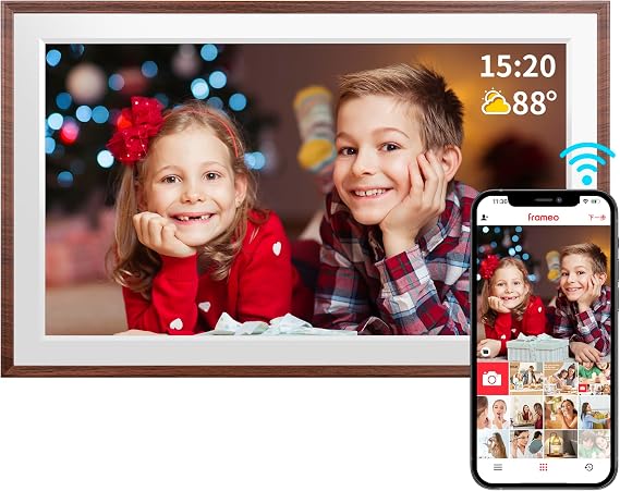 FRAMEO 15.6" 32GB WiFi Large Digital Photo Frame 1920*1080 IPS FHD Touch Screen Smart Digital Photo Frame Wall Mountable Auto Rotate Instant Share Birthday Gift for Women Mom
