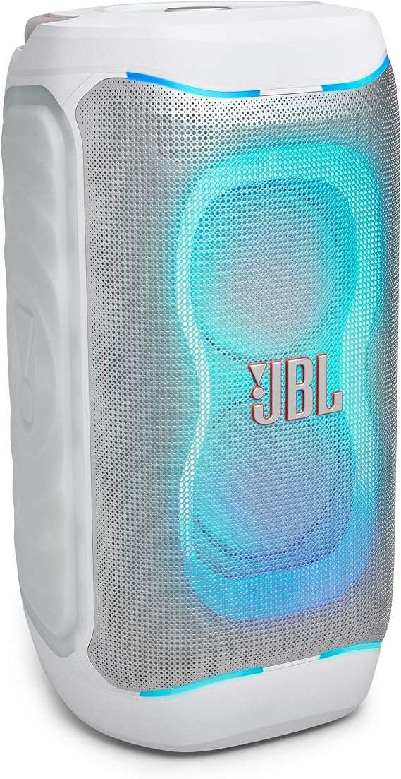 JBL PartyBox 130 - Portable Party Speaker - White | Amp up the energy with JBL Legendary Sound, AI Sound Boost makes everything hit harder, Futuristic lightshow