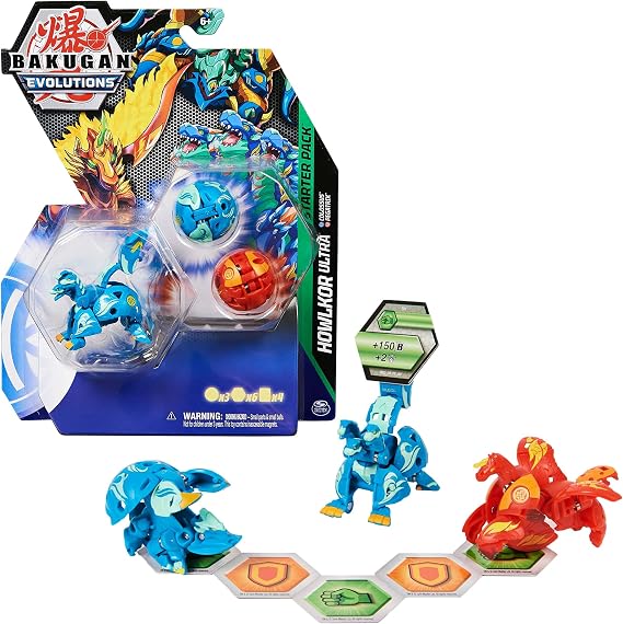 Bakugan 'Evolutions' Starter Pack with 3 Balls (Ultra Aquos Howlkor, Basic Pyrus Sticker, Basic Aquos Colossus)